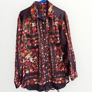 Anthropologie Relaxed Long-Sleeve Floral Shirt Top Sz XL